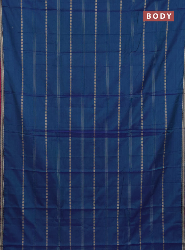 Narayanpet cotton saree dual shade of bluish green and pink with thread weaves and small thread woven border