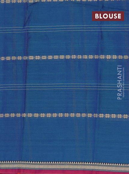 Narayanpet cotton saree dual shade of bluish green and pink with thread weaves and small thread woven border