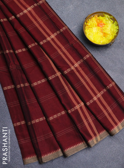 Narayanpet cotton saree deep maroon with thread weaves and small thread woven border