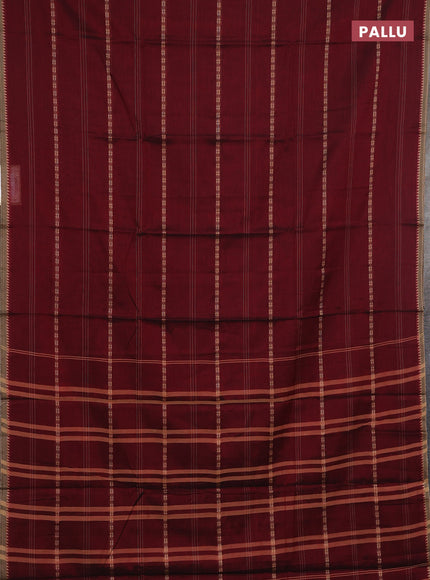 Narayanpet cotton saree deep maroon with thread weaves and small thread woven border