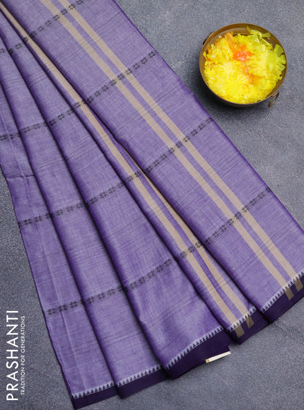 Narayanpet cotton saree violet with thread weaves and small thread woven border