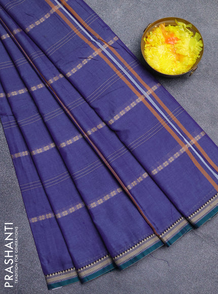 Narayanpet cotton saree patel violet and green with thread weaves and small thread woven border