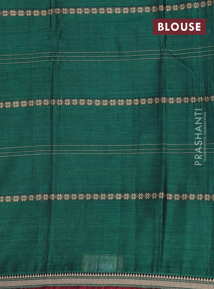 Narayanpet cotton saree bottle green and maroon with thread weaves and small thread woven border