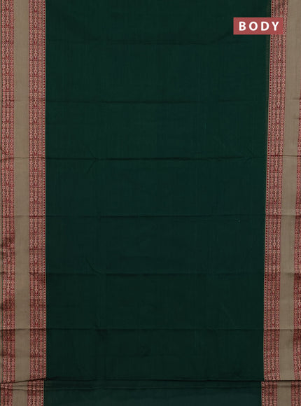Narayanpet cotton saree bottle green and beige with plain body and rettapet thread woven border