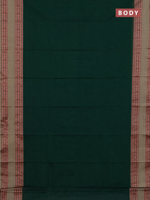 Narayanpet cotton saree bottle green and beige with plain body and rettapet thread woven border