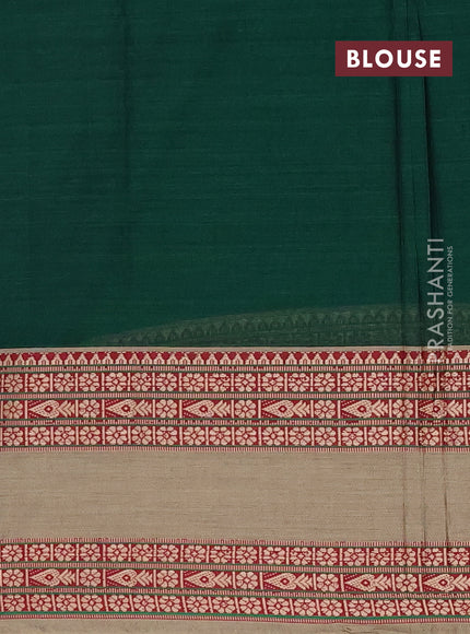 Narayanpet cotton saree bottle green and beige with plain body and rettapet thread woven border