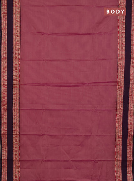 Narayanpet cotton saree purple and deep wine shade with plain body and rettapet thread woven border