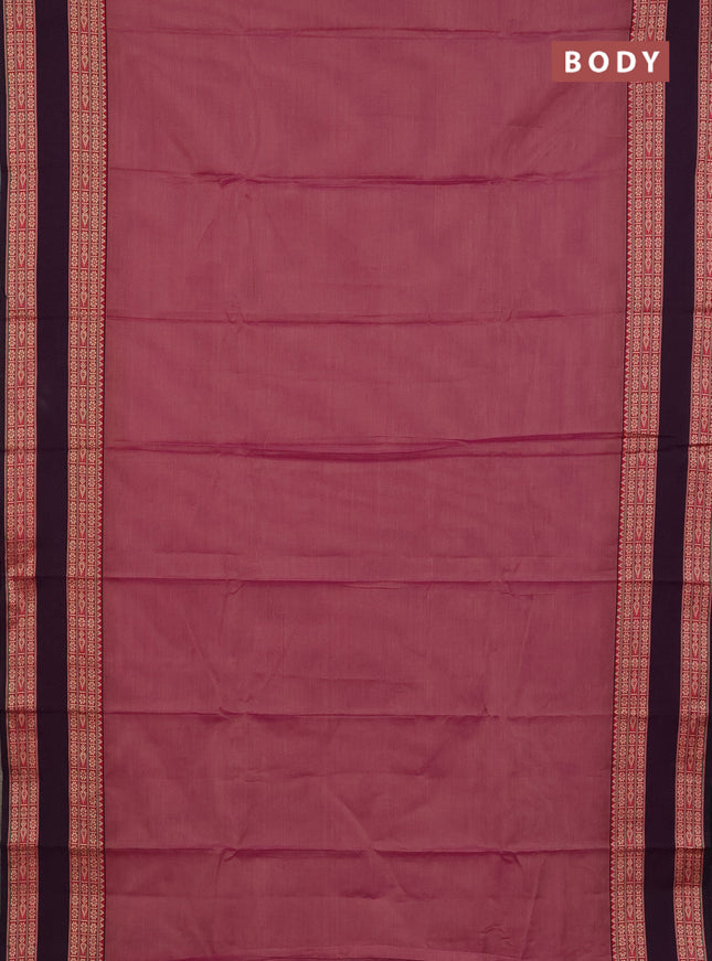 Narayanpet cotton saree purple and deep wine shade with plain body and rettapet thread woven border