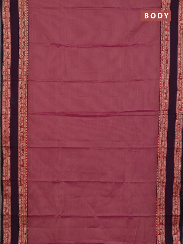 Narayanpet cotton saree purple and deep wine shade with plain body and rettapet thread woven border