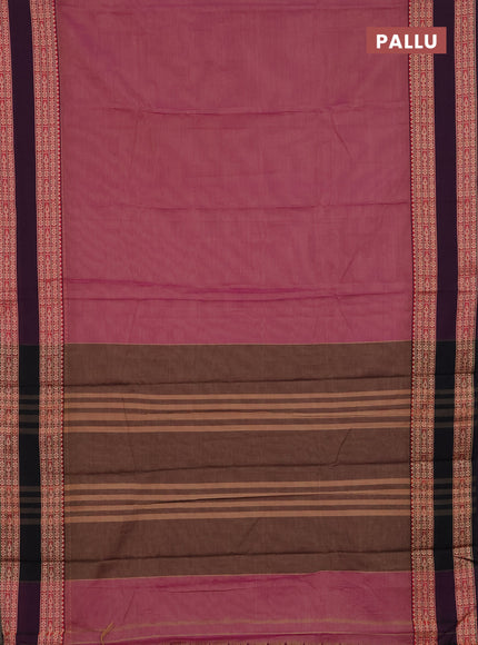 Narayanpet cotton saree purple and deep wine shade with plain body and rettapet thread woven border