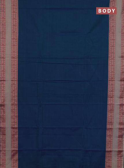 Narayanpet cotton saree dual shade of bluish green and beige with plain body and rettapet thread woven border