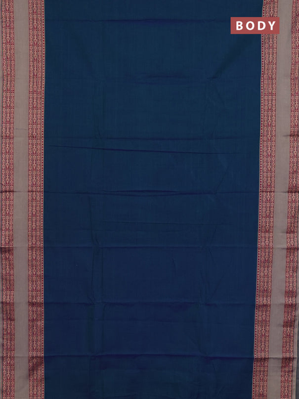 Narayanpet cotton saree dual shade of bluish green and beige with plain body and rettapet thread woven border