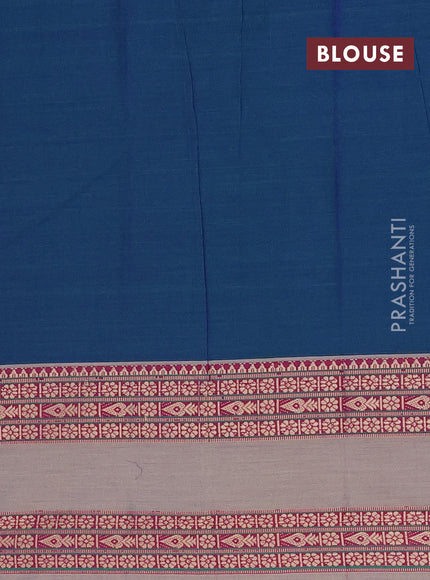 Narayanpet cotton saree dual shade of bluish green and beige with plain body and rettapet thread woven border
