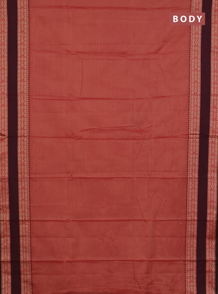 Narayanpet cotton saree rust shade and deep maroon with plain body and rettapet thread woven border