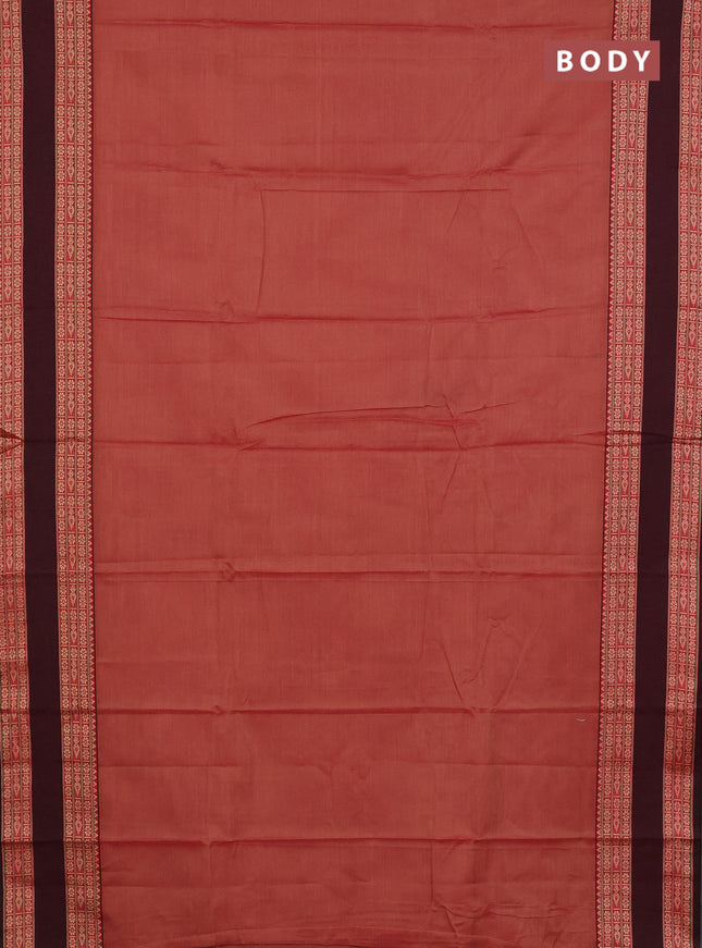 Narayanpet cotton saree rust shade and deep maroon with plain body and rettapet thread woven border