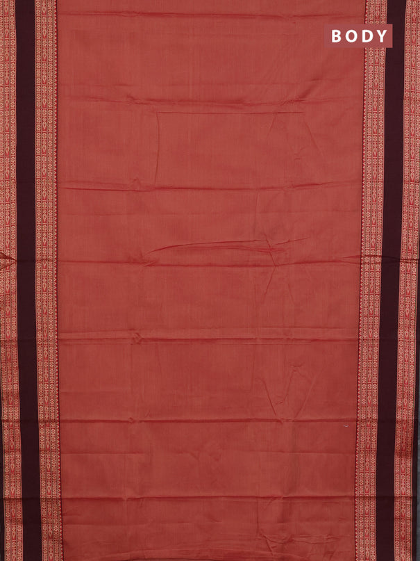 Narayanpet cotton saree rust shade and deep maroon with plain body and rettapet thread woven border