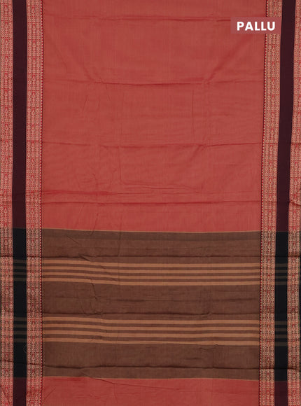 Narayanpet cotton saree rust shade and deep maroon with plain body and rettapet thread woven border