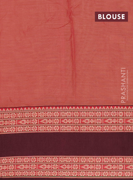 Narayanpet cotton saree rust shade and deep maroon with plain body and rettapet thread woven border