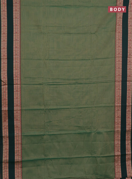 Narayanpet cotton saree green shade and bottle green with plain body and rettapet thread woven border