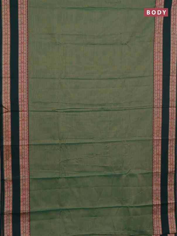 Narayanpet cotton saree green shade and bottle green with plain body and rettapet thread woven border
