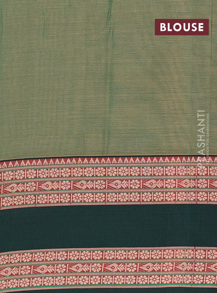 Narayanpet cotton saree green shade and bottle green with plain body and rettapet thread woven border