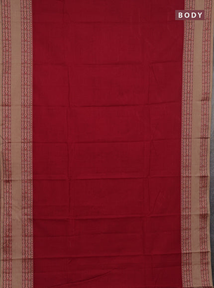 Narayanpet cotton saree red shade and beige with plain body and rettapet thread woven border