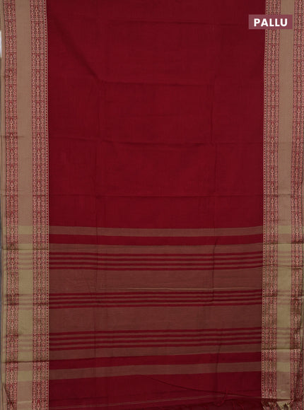 Narayanpet cotton saree red shade and beige with plain body and rettapet thread woven border