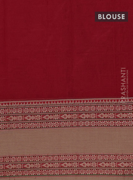 Narayanpet cotton saree red shade and beige with plain body and rettapet thread woven border
