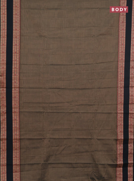 Narayanpet cotton saree chikku shade and jamun shade with plain body and rettapet thread woven border