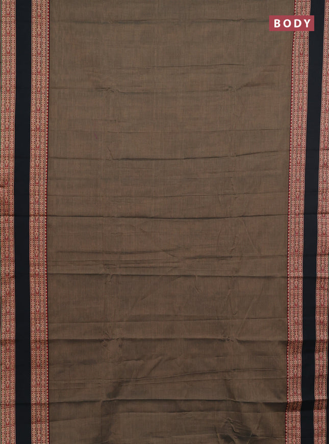 Narayanpet cotton saree chikku shade and jamun shade with plain body and rettapet thread woven border