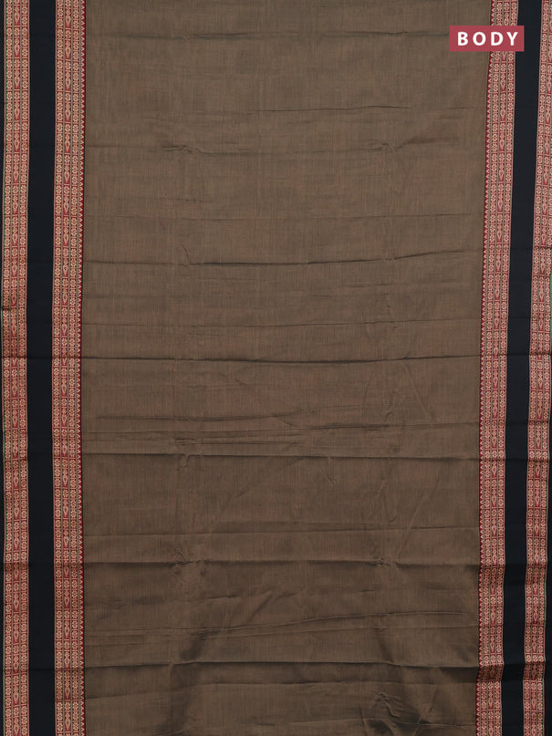 Narayanpet cotton saree chikku shade and jamun shade with plain body and rettapet thread woven border