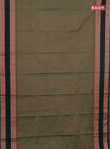 Narayanpet cotton saree pastel green and bottle green with plain body and rettapet thread woven border
