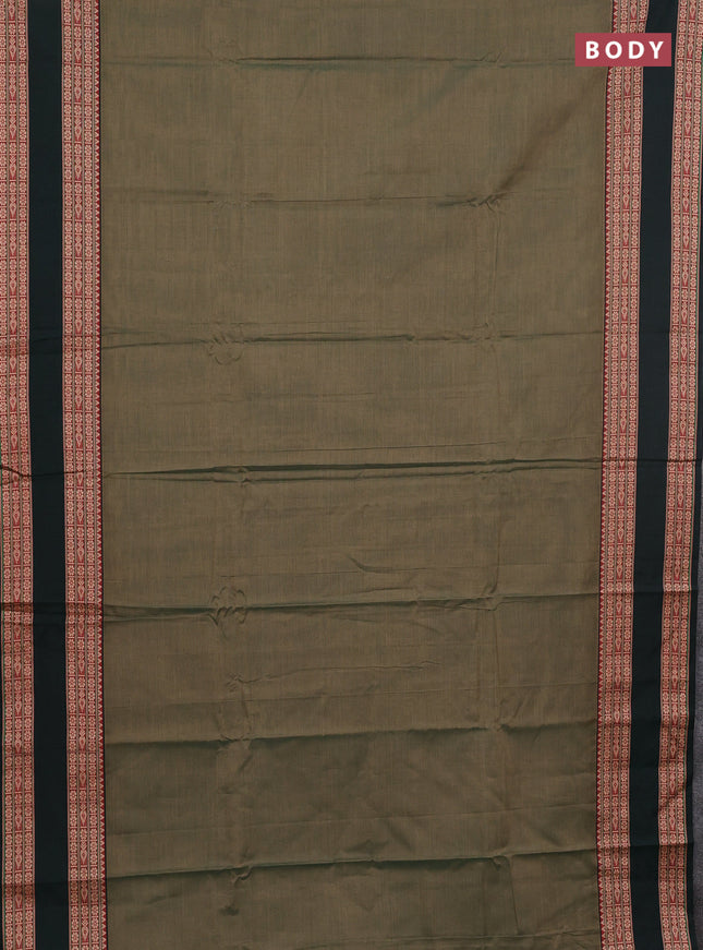 Narayanpet cotton saree pastel green and bottle green with plain body and rettapet thread woven border