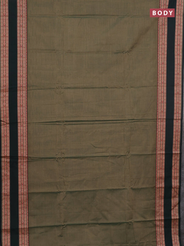 Narayanpet cotton saree pastel green and bottle green with plain body and rettapet thread woven border