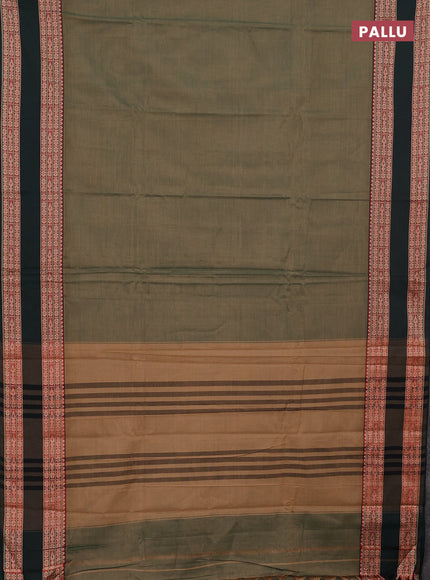 Narayanpet cotton saree pastel green and bottle green with plain body and rettapet thread woven border