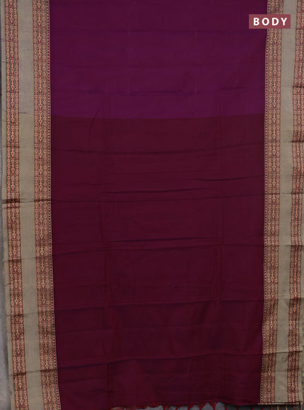Narayanpet cotton saree purple and beige with plain body and rettapet thread woven border