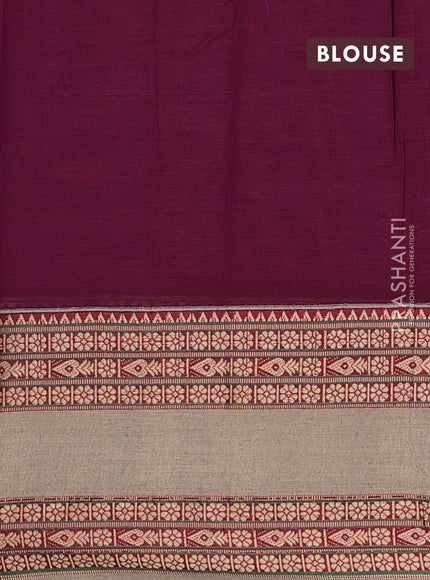 Narayanpet cotton saree purple and beige with plain body and rettapet thread woven border