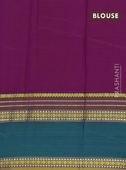 Narayanpet cotton saree purple and green with plain body and rettapet thread woven border