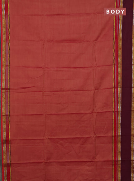 Narayanpet cotton saree red shade and deep maroon with plain body and rettapet thread woven border