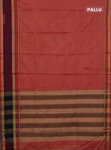 Narayanpet cotton saree red shade and deep maroon with plain body and rettapet thread woven border
