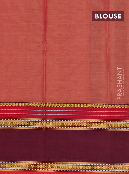 Narayanpet cotton saree red shade and deep maroon with plain body and rettapet thread woven border