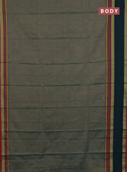 Narayanpet cotton saree pastel green and green with plain body and rettapet thread woven border