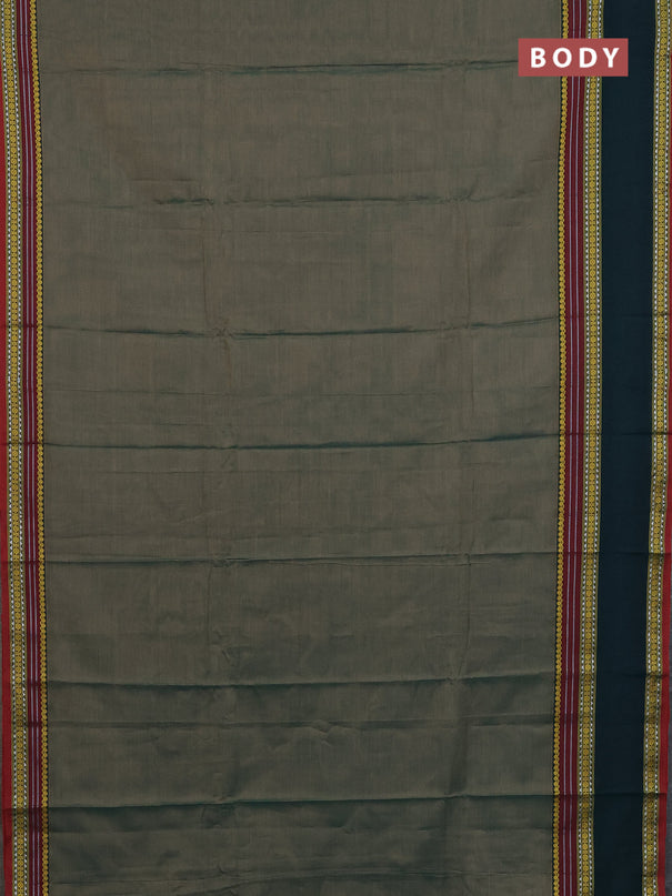 Narayanpet cotton saree pastel green and green with plain body and rettapet thread woven border