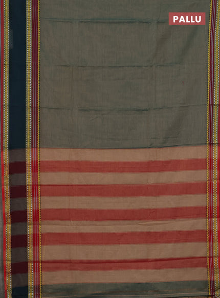 Narayanpet cotton saree pastel green and green with plain body and rettapet thread woven border