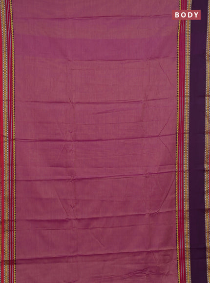Narayanpet cotton saree pastel purple and purple with plain body and rettapet thread woven border