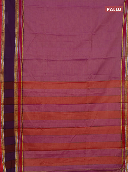 Narayanpet cotton saree pastel purple and purple with plain body and rettapet thread woven border