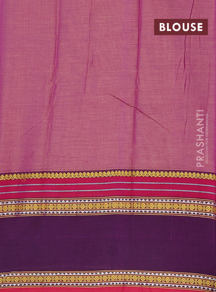 Narayanpet cotton saree pastel purple and purple with plain body and rettapet thread woven border