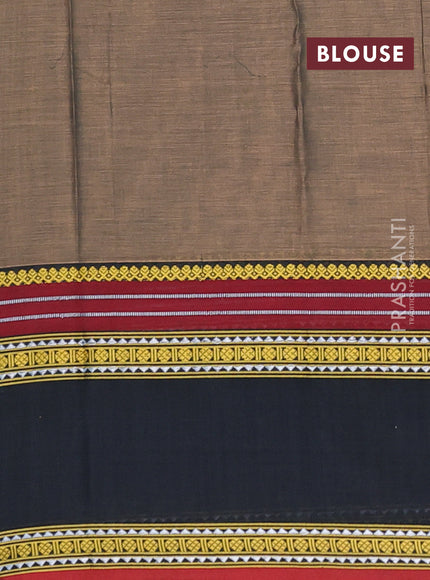 Narayanpet cotton saree chikku shade and dark olive green with plain body and rettapet thread woven border
