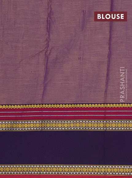Narayanpet cotton saree lavender and violet with plain body and rettapet thread woven border