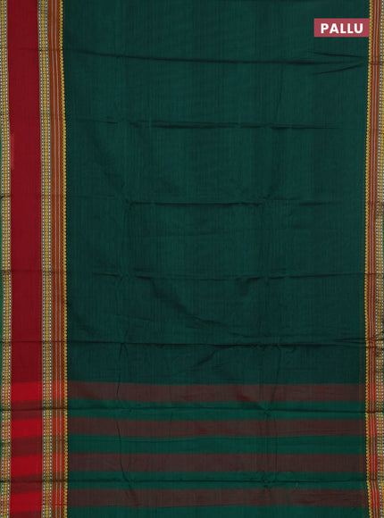 Narayanpet cotton saree green and maroon with plain body and rettapet thread woven border